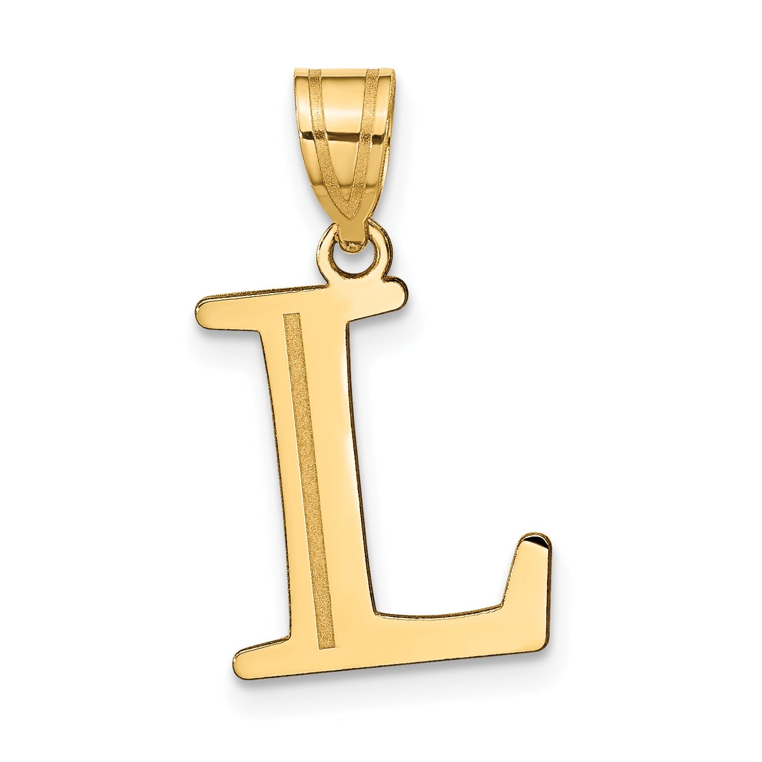 10K Yellow Gold 10K Polished Etched Letter L Initial Pendant