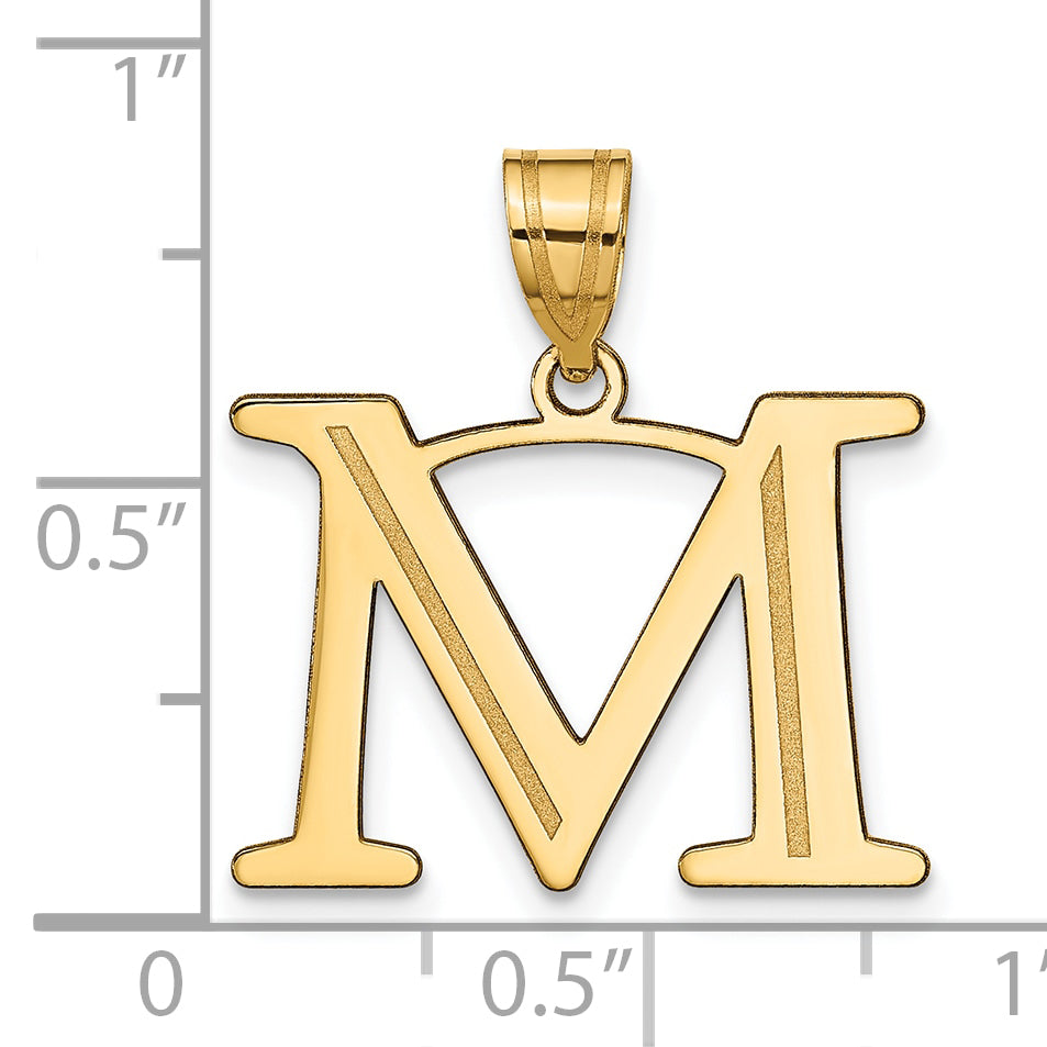10K Yellow Gold 10K Polished Etched Letter M Initial Pendant
