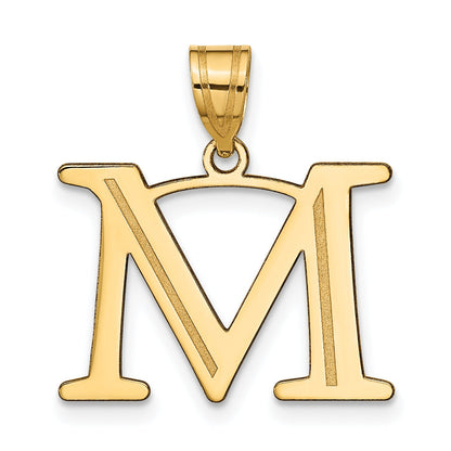 10K Yellow Gold 10K Polished Etched Letter M Initial Pendant