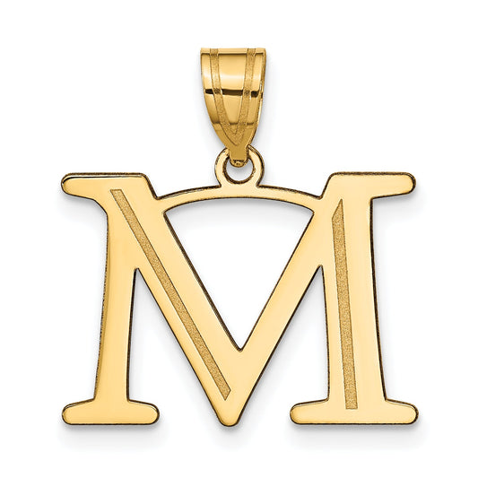 10K Yellow Gold 10K Polished Etched Letter M Initial Pendant