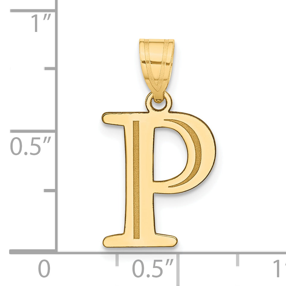 10K Yellow Gold 10K Polished Etched Letter P Initial Pendant