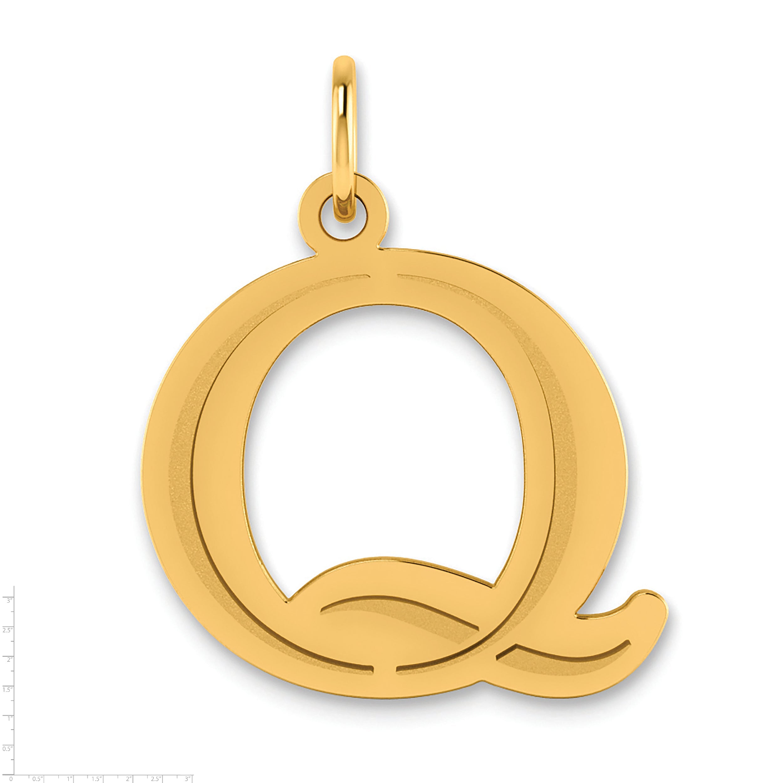 10K Yellow Gold 10K Polished Etched Letter Q Initial Pendant