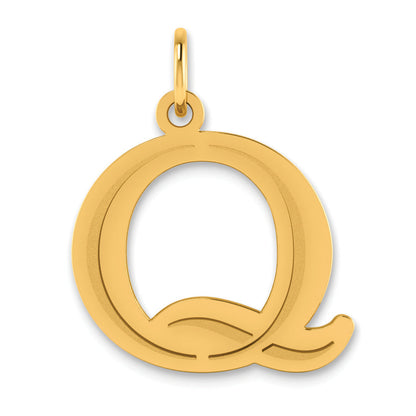 10K Yellow Gold 10K Polished Etched Letter Q Initial Pendant