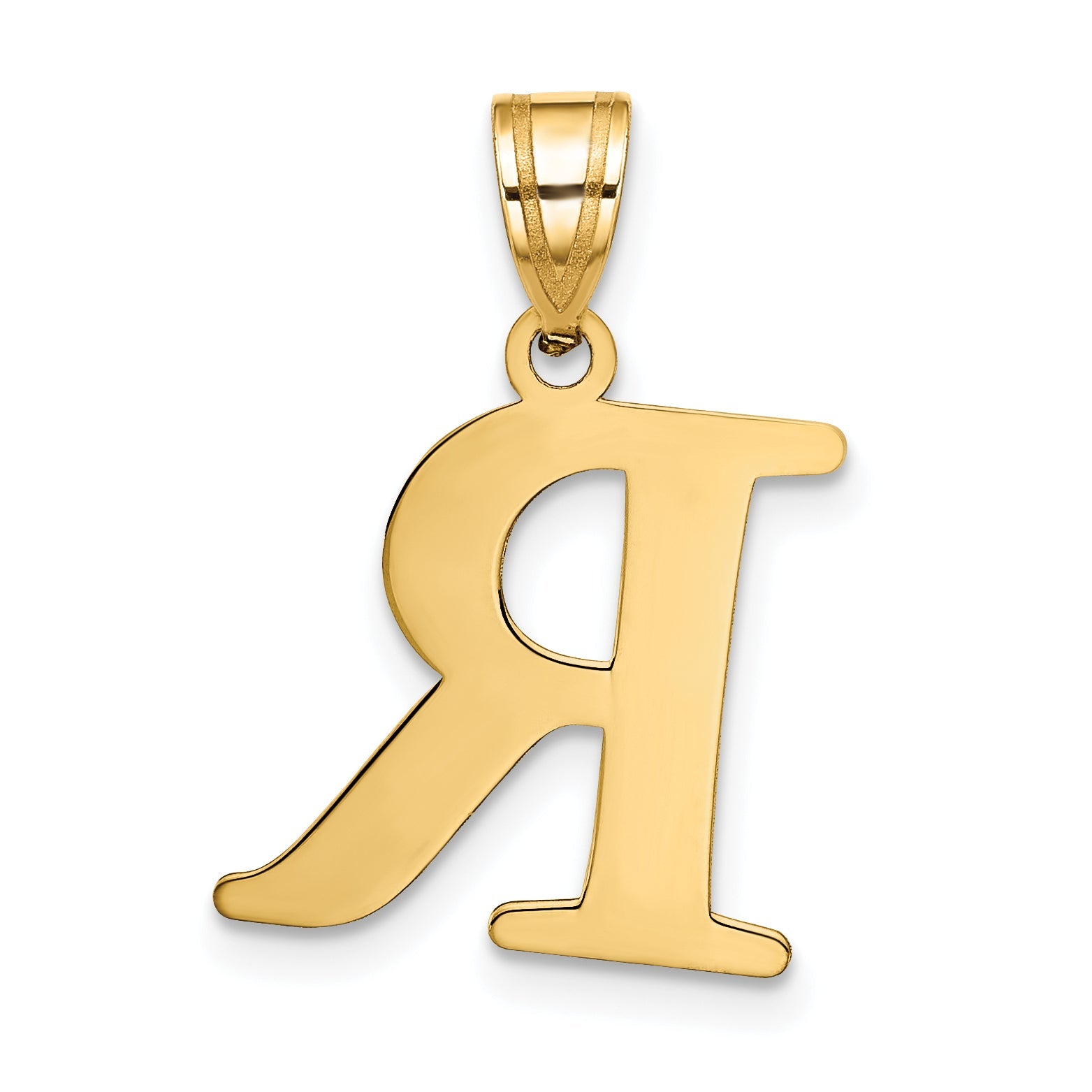 10K Yellow Gold 10K Polished Etched Letter R Initial Pendant