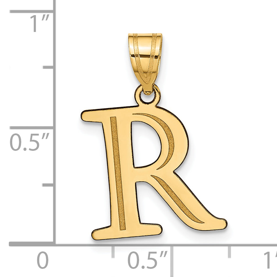 10K Yellow Gold 10K Polished Etched Letter R Initial Pendant