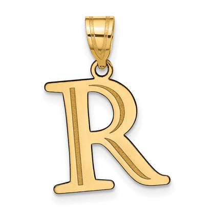10K Yellow Gold 10K Polished Etched Letter R Initial Pendant
