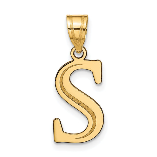 10K Yellow Gold 10K Polished Etched Letter S Initial Pendant