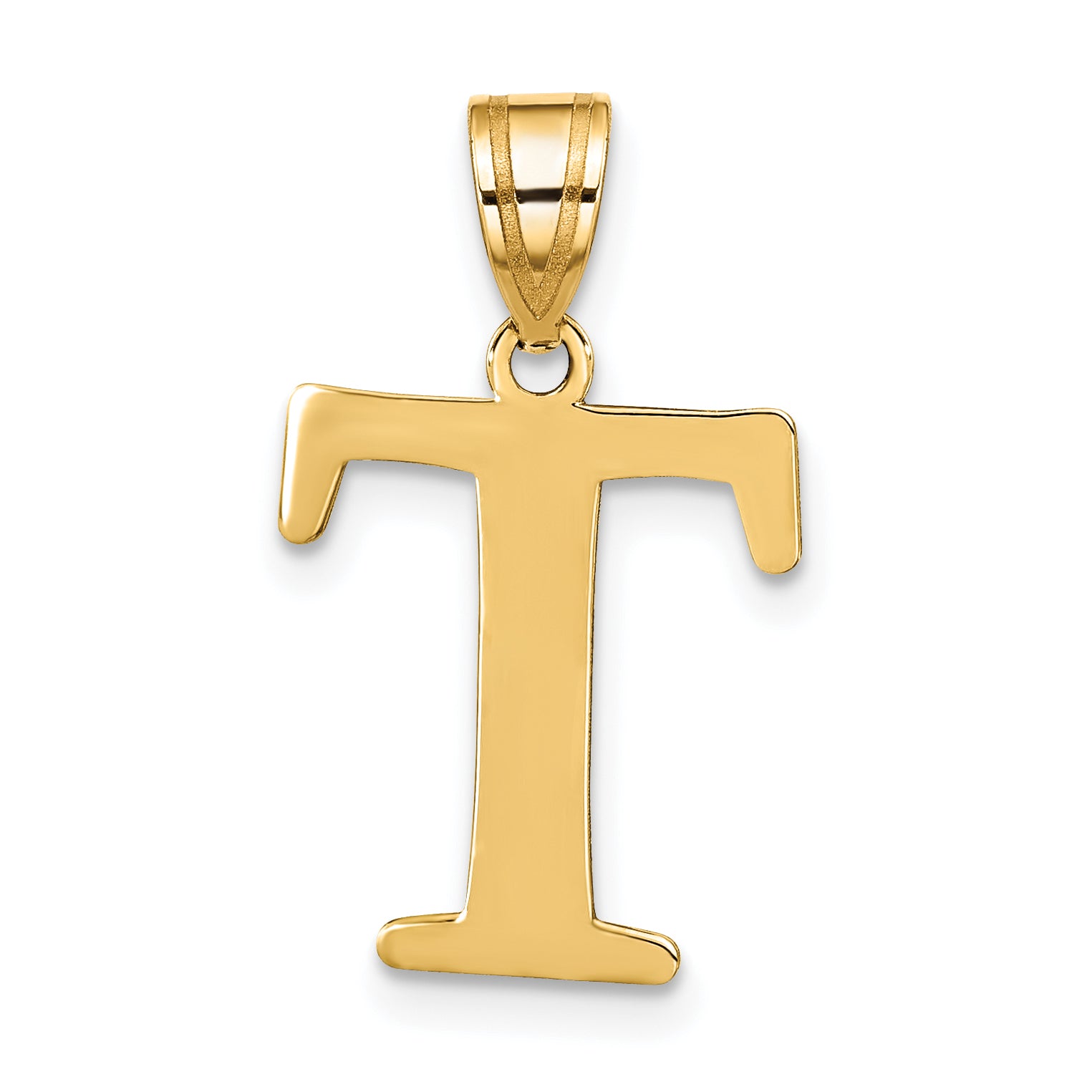10K Yellow Gold 10K Polished Etched Letter T Initial Pendant