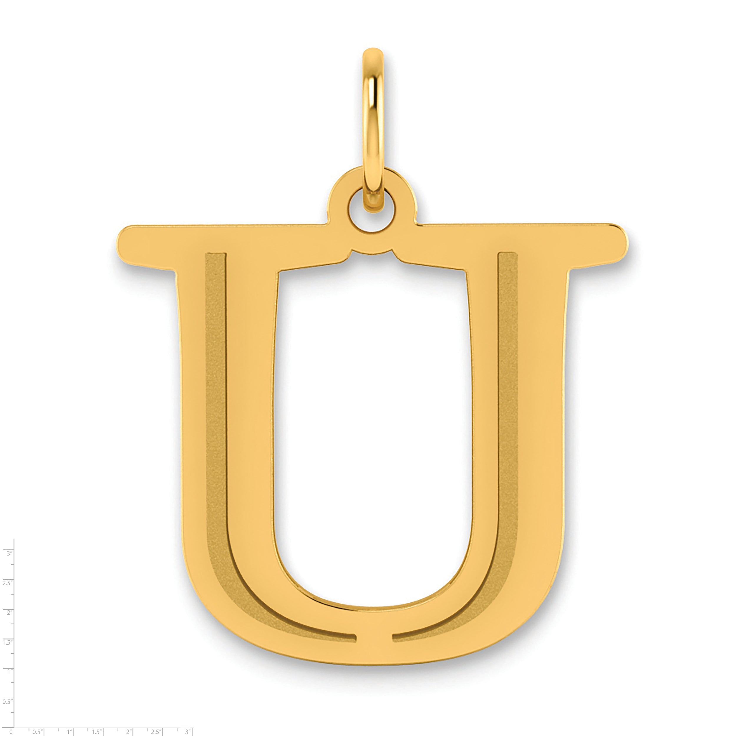 10K Yellow Gold 10K Polished Etched Letter U Initial Pendant