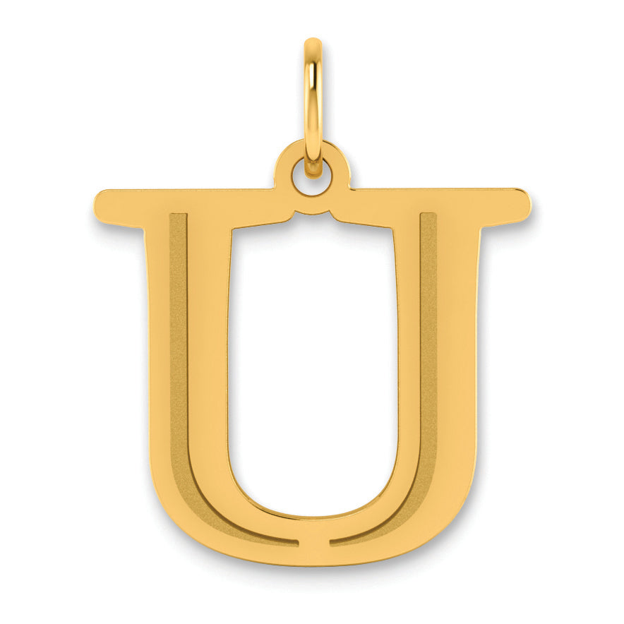 10K Yellow Gold 10K Polished Etched Letter U Initial Pendant