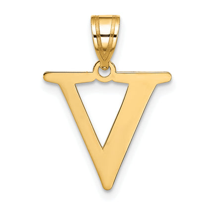 10K Yellow Gold 10K Polished Etched Letter V Initial Pendant