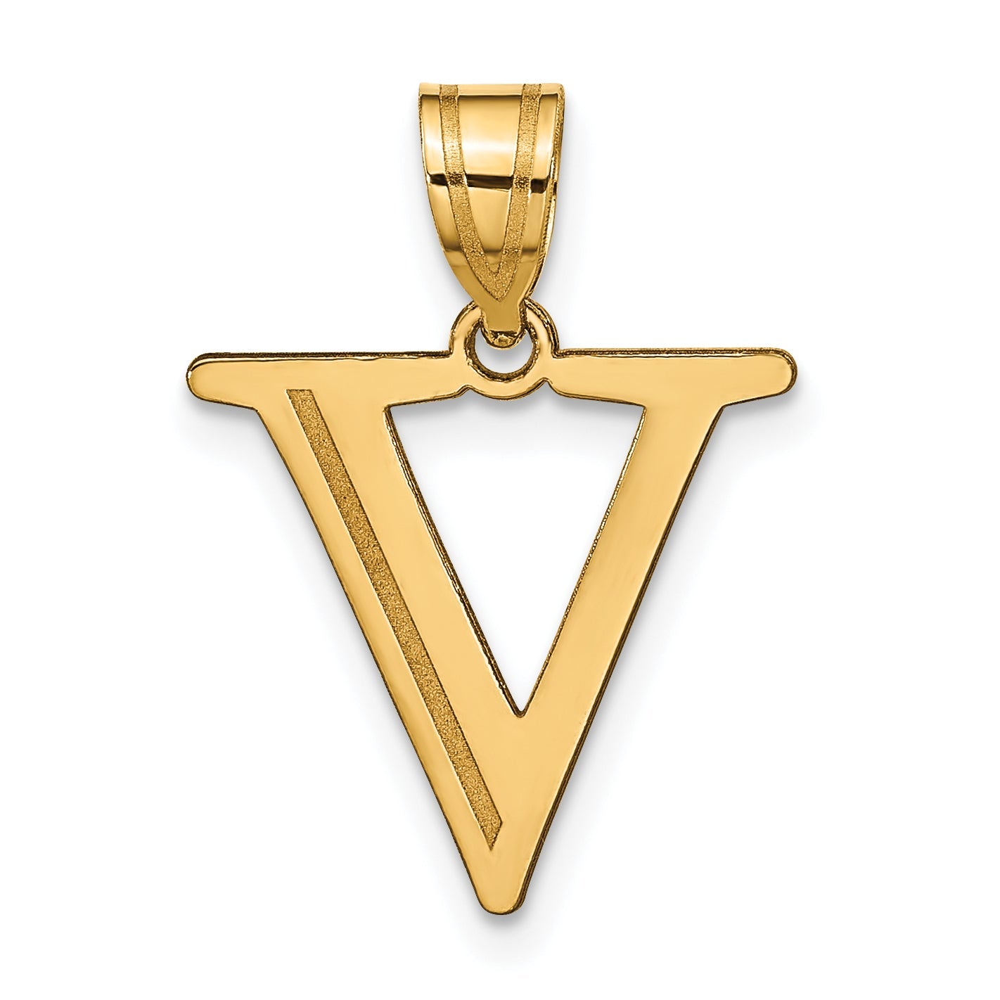 10K Yellow Gold 10K Polished Etched Letter V Initial Pendant