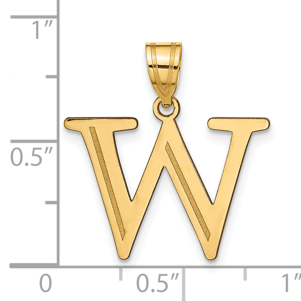 10K Yellow Gold 10K Polished Etched Letter W Initial Pendant