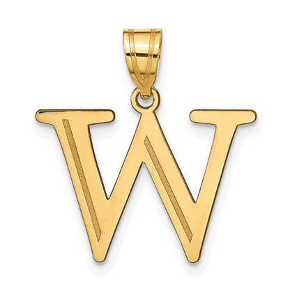 10K Yellow Gold 10K Polished Etched Letter W Initial Pendant