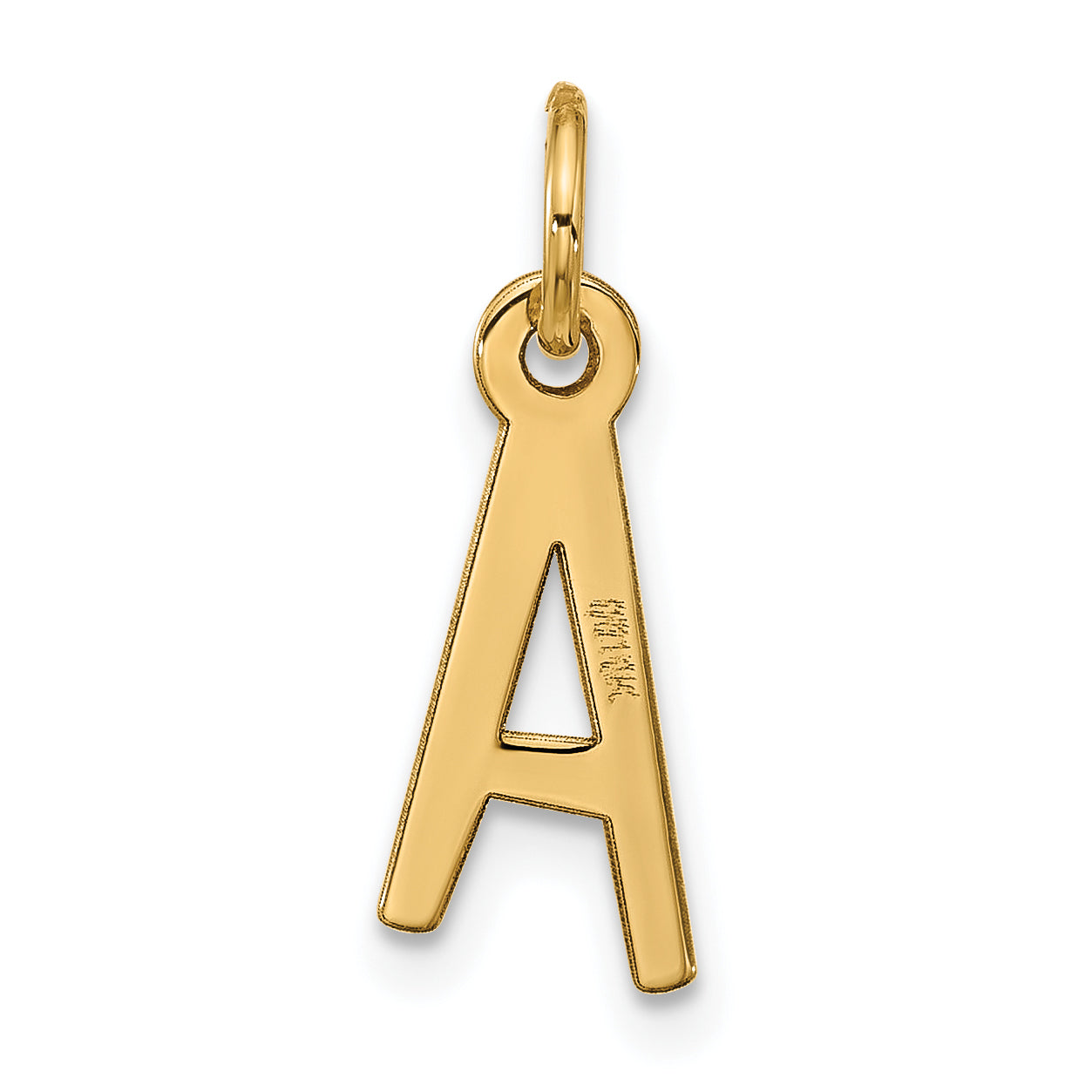 10K Yellow Gold Large Slanted Block Initial A Charm