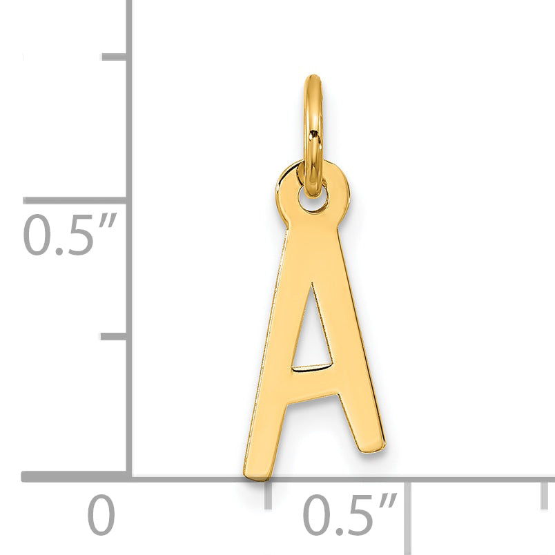 10K Yellow Gold Large Slanted Block Initial A Charm