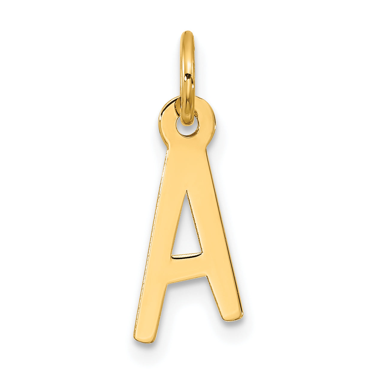 10K Yellow Gold Large Slanted Block Initial A Charm