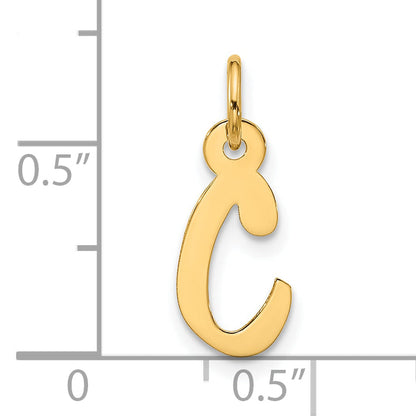 10K Yellow Gold Large Slanted Block Initial C Charm