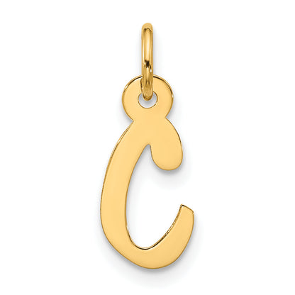 10K Yellow Gold Large Slanted Block Initial C Charm