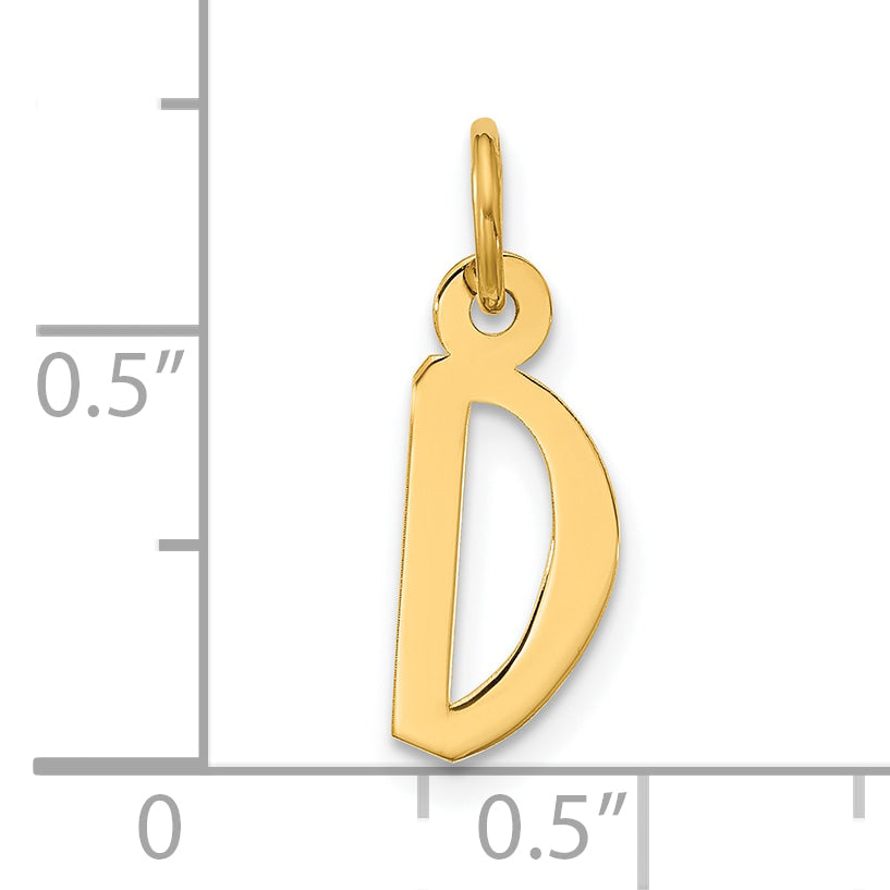 10K Yellow Gold Large Slanted Block Initial D Charm