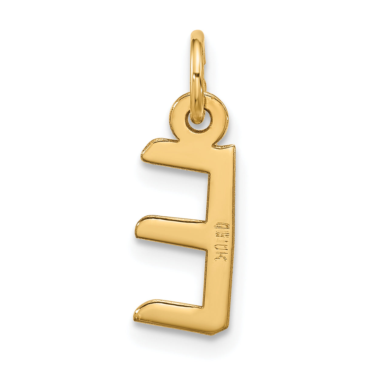 10K Yellow Gold Large Slanted Block Initial E Charm