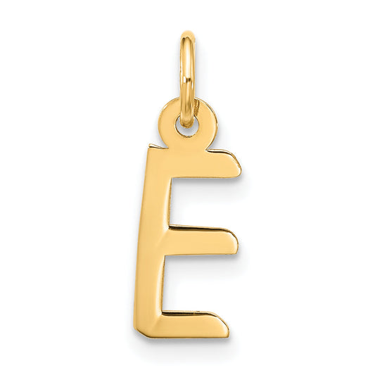 10K Yellow Gold Large Slanted Block Initial E Charm