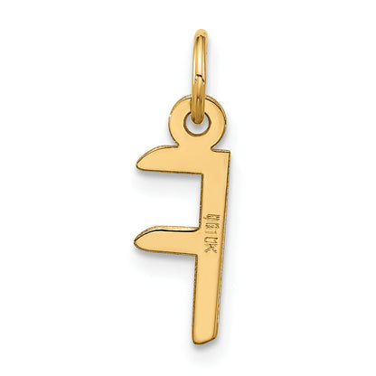 10K Yellow Gold Large Slanted Block Initial F Charm