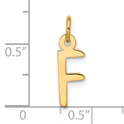 10K Yellow Gold Large Slanted Block Initial F Charm