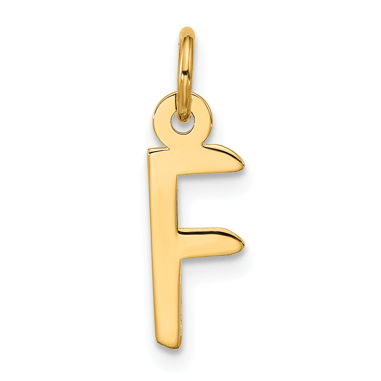 10K Yellow Gold Large Slanted Block Initial F Charm