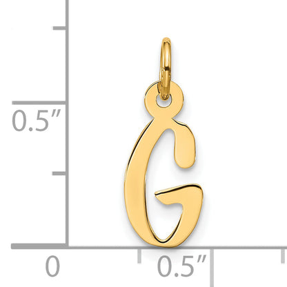 10K Yellow Gold Large Slanted Block Initial G Charm
