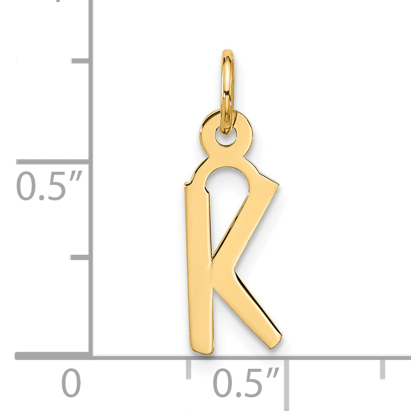 10K Yellow Gold Large Slanted Block Initial K Charm