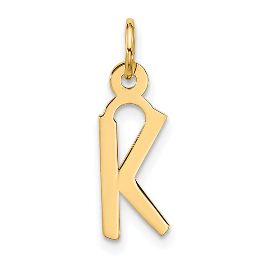 10K Yellow Gold Large Slanted Block Initial K Charm