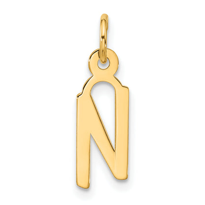 10K Yellow Gold Large Slanted Block Initial N Charm