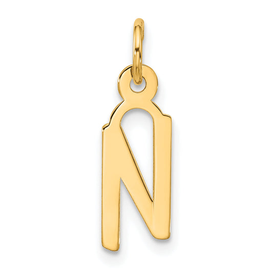 10K Yellow Gold Large Slanted Block Initial N Charm