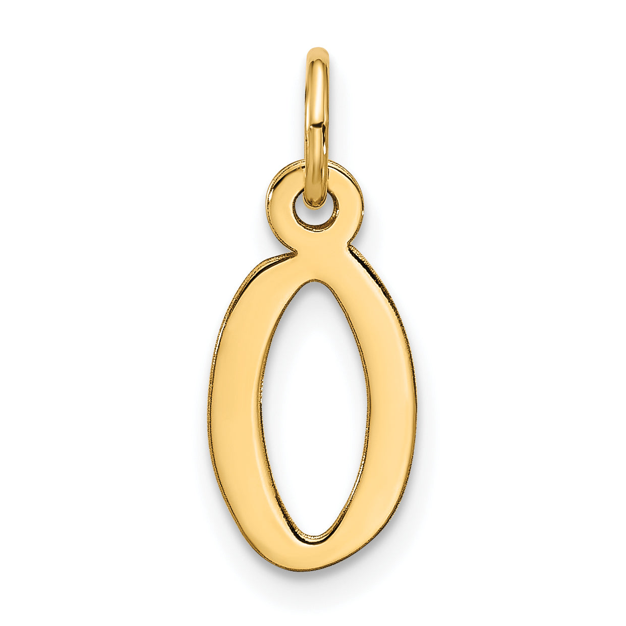 10K Yellow Gold Large Slanted Block Initial O Charm