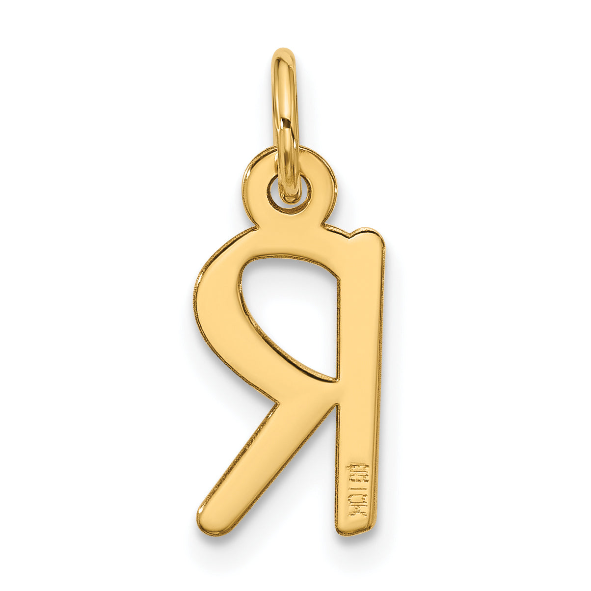 10K Yellow Gold Large Slanted Block Initial R Charm