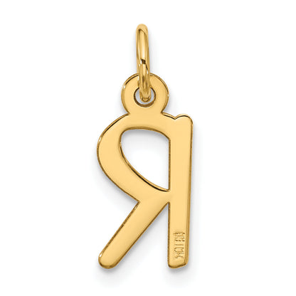 10K Yellow Gold Large Slanted Block Initial R Charm