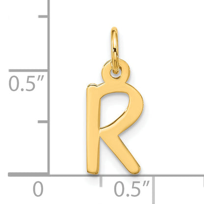 10K Yellow Gold Large Slanted Block Initial R Charm
