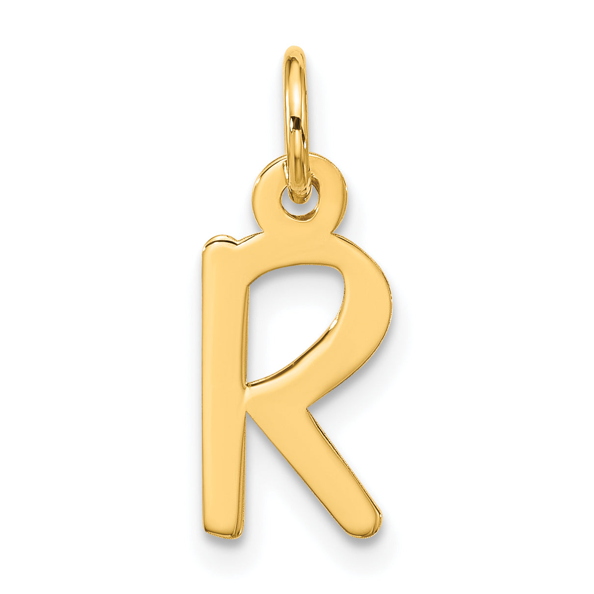 10K Yellow Gold Large Slanted Block Initial R Charm