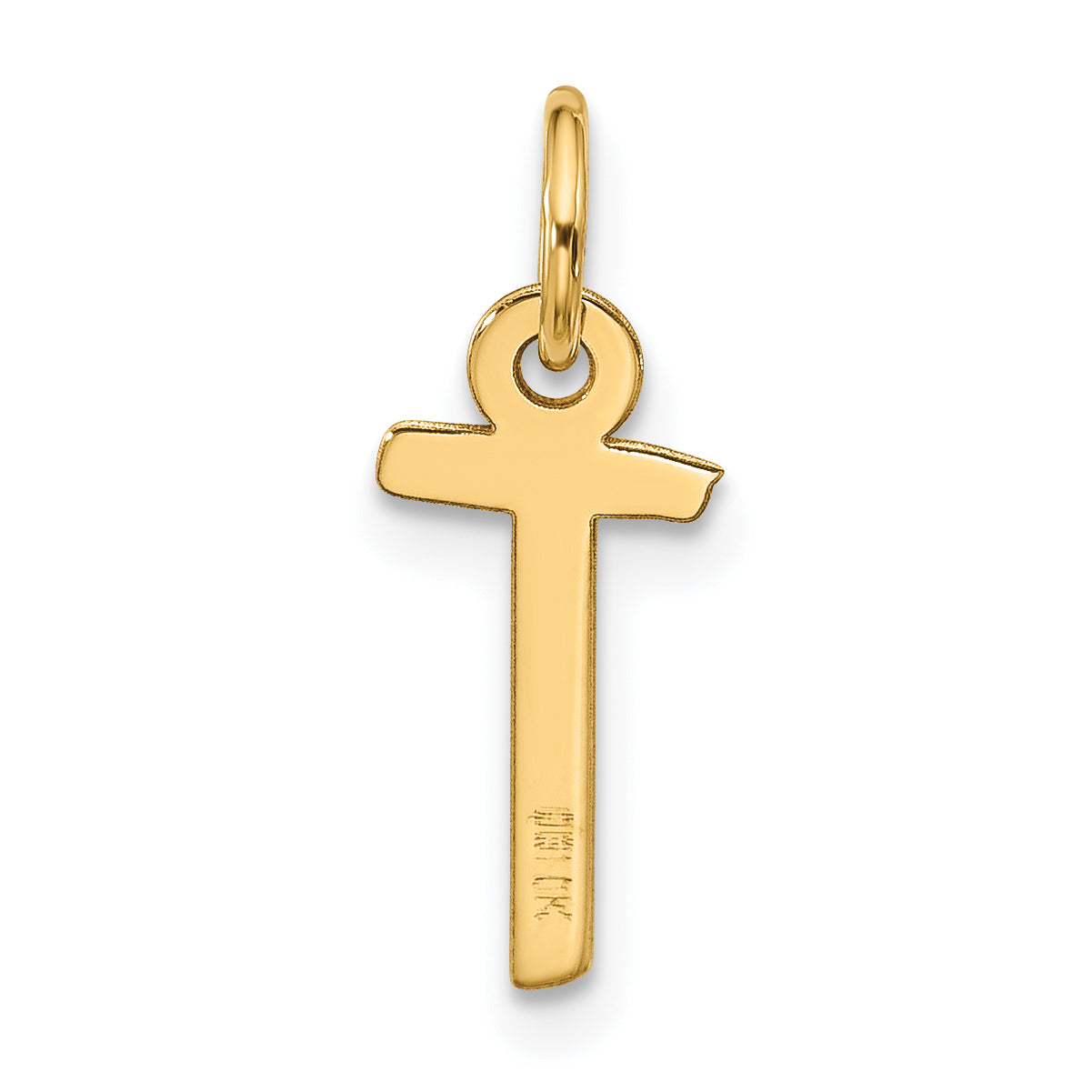 10K Yellow Gold Large Slanted Block Initial T Charm