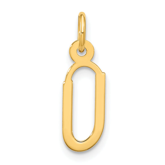 10K Yellow Gold Large Slanted Block Initial U Charm