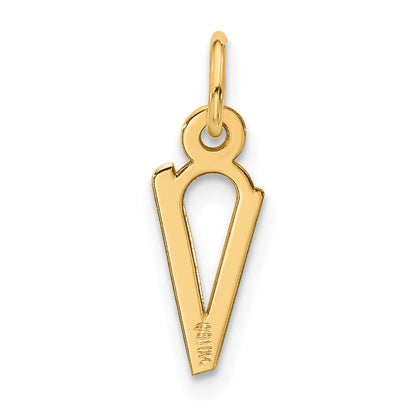 10K Yellow Gold Large Slanted Block Initial V Charm