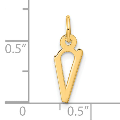 10K Yellow Gold Large Slanted Block Initial V Charm