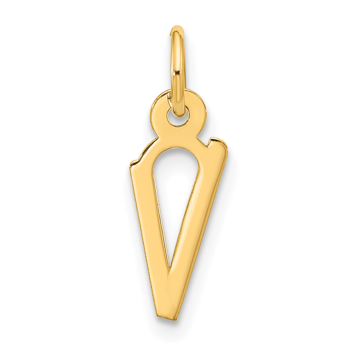 10K Yellow Gold Large Slanted Block Initial V Charm