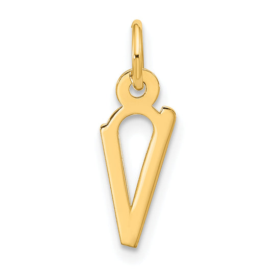 10K Yellow Gold Large Slanted Block Initial V Charm