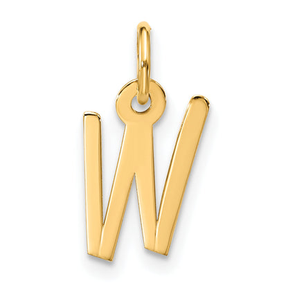 10K Yellow Gold Large Slanted Block Initial W Charm