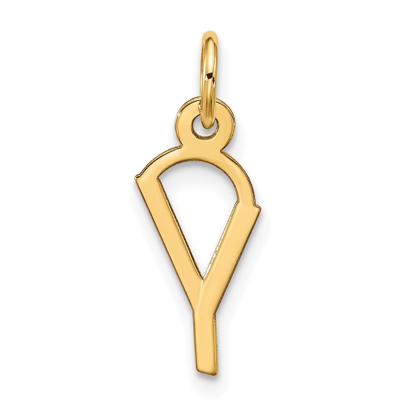 10K Yellow Gold Large Slanted Block Initial Y Charm
