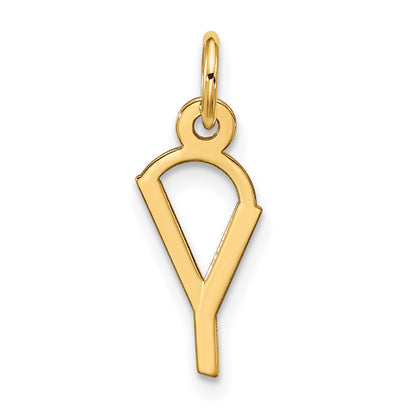 10K Yellow Gold Large Slanted Block Initial Y Charm