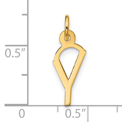 10K Yellow Gold Large Slanted Block Initial Y Charm