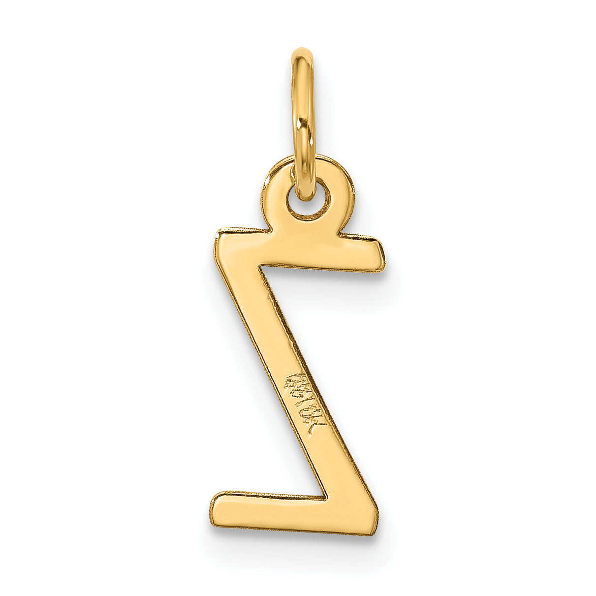 10K Yellow Gold Large Slanted Block Initial Z Charm
